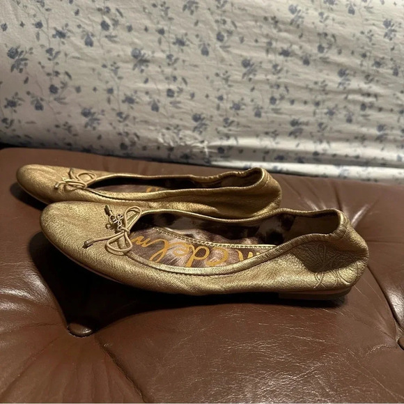 Sam Edelman Gold Leather Ballet Flats Size 6 - Picture 5 of 9